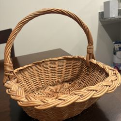 Wicker Wood Basket With Handle