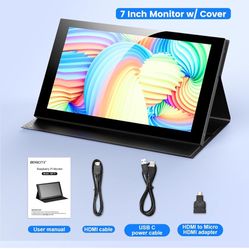 7 inch Portable Monitor 1024x600 IPS Small mini 7" Capacitive Touchscreen Monitor w/USB C Powered mini HDMI Port for Laptop/PC/Raspi/Xbox