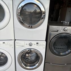 Whirlpool and LG Stackable Washer and electric dryer Excellent working condition Heavy duty W27 D31.5 H76 Washer 4.3 cu ft 110 volts Dryer 7.3 cu