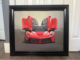 Framed painting of the Ferrari La Ferrari