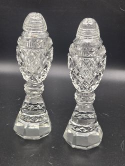 Vintage Crystal Salt & Pepper Shaker Set 6.5" Grandmacore Mad Men Bar Maximalism