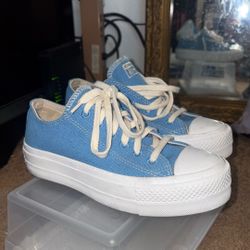 Light Blue Converse W/ Platform | Size W/6