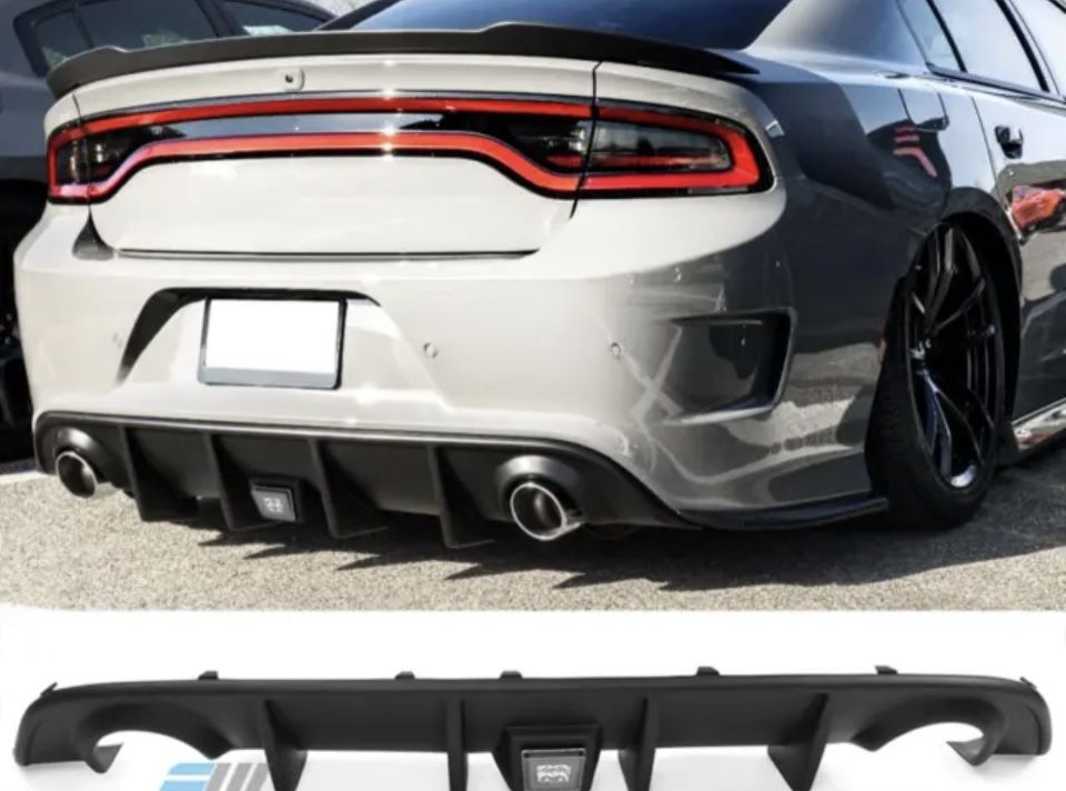 Fits 15-23 Charger SRT Rear Bumper Diffuser Valance W/ 3rd LED Brake Light