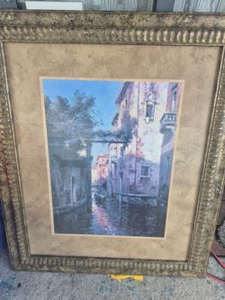 Framed Venice Canal Wall Art Print