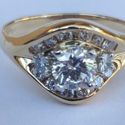 Unique 14k cluster ring – 3/4 Carat Natural GIA center