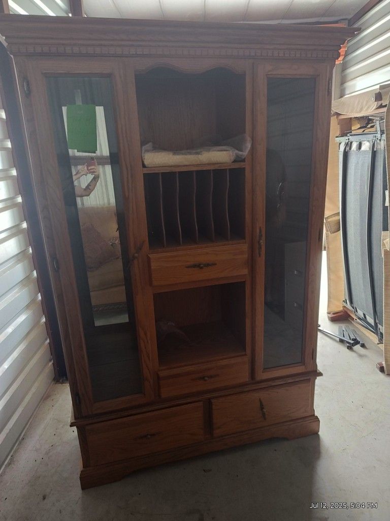 Nice Wooden China Hutch Mirrors Glass Shelves