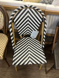 Village Casa Black And White Woven Dining Chair