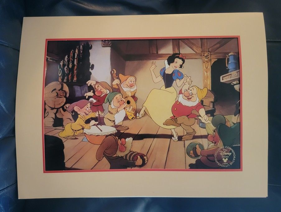 1994 Disney Snow White Lithograph With VHS