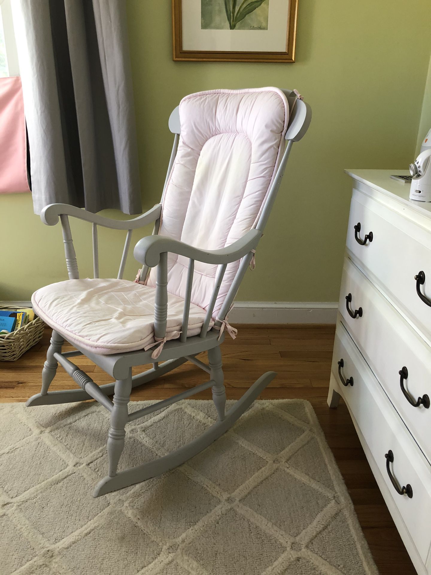 Grey Solid Wood Rocking Chair