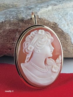 Vintage 14K Gold Italian Cameo Brooch/Pendant – Classic Victorian Profile – Hand-Carved Shell – Post Tags: Colgante Italiano en Oro
