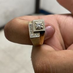 14k Big Gold And White Gold Diamond Ring 