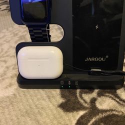 JARGOU 3 in 1 Charging Station for Apple Wireless Charger for iPhone 17 16e 16 15 14 13 12 11 X 8 & for iWatch Charger Wireless Charging Station for M