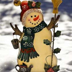 Snowman Stained Glass Votive Holder Multicolor Christmas Decor