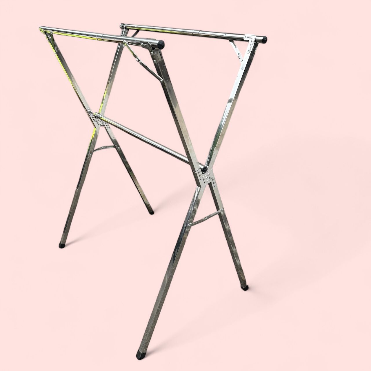 Metal Clothing Rack 3 Bars Hanging Clothes Fold Up