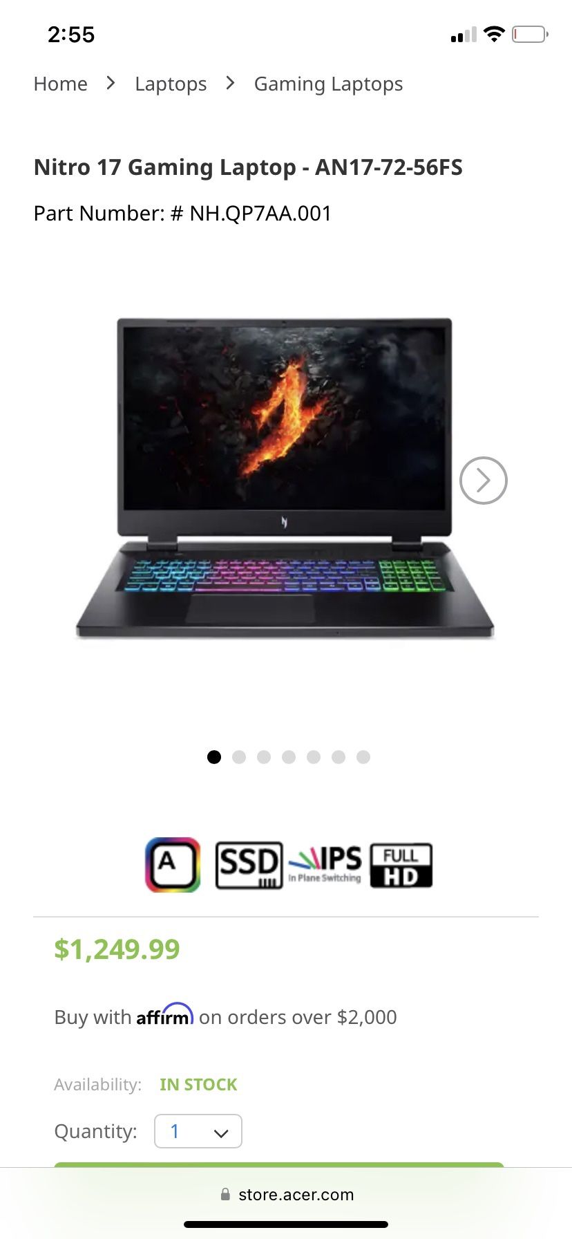 Gaming Laptop Acer Nitro 17