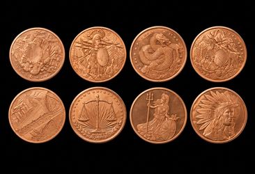Set of 8 Copper Commemorative Coins