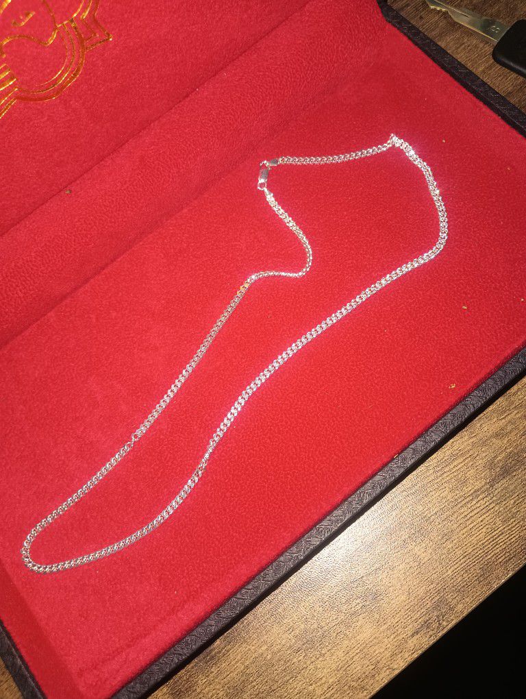 Sterling Silver 925 Cuban Link Wens Necklace Choker