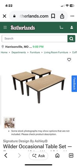 Ashley furniture Wilder Occasional Table Set — Espresso, 48 in. W x 18 in. H x 24 in. D