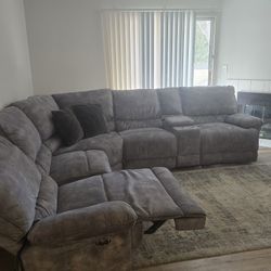 Blue Sofa Electric Recliner