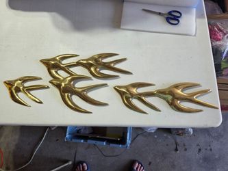 Solid Brass flying birds wall sculptures