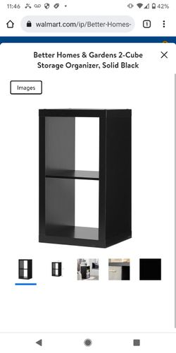 Better Homes & Gardens 2-Cube Storage Organizer, Solid Black