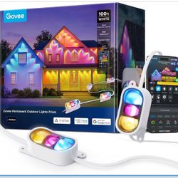 Govee Permanent Outdoor Lights Prism, 100ft with 36 Triple-Color Lighting Heads, 100+ Scene Modes, Up to 60lm for Outdoor Decor, IP68 Waterproof, Work