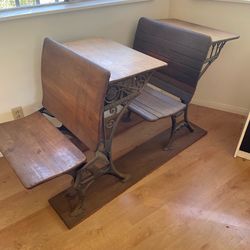 Vintage iron student desk chairs