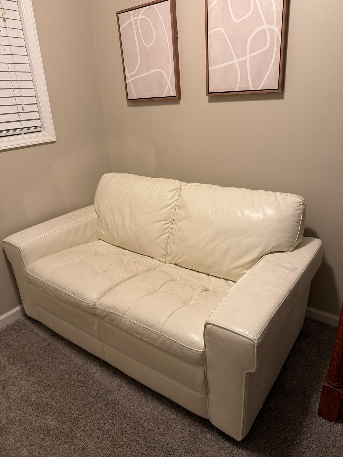 White Real Leather Sofa $150