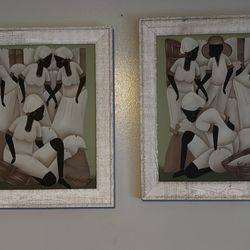 Pair Of Framed Paintings On A Canvas