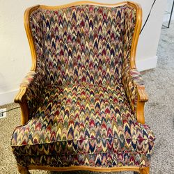 Vintage Wingback Accent Chair - Solid Wood Frame - Need Gone Today
