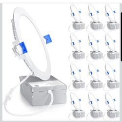 6 Inch LED Recessed Lights 12 Pack Canless Wafer Ceiling Lights Daylight Dimmable