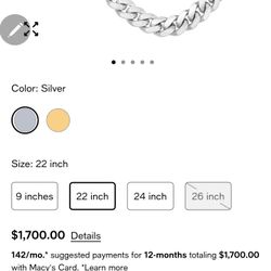 Silver Chain Thick  And Heavy 22" Length 9mm Thick