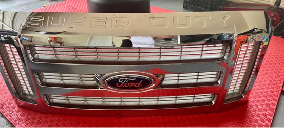 Replacement 2008 Ford F-350 Super Duty - Grille Assembly, Chrome Shell with Tan Insert