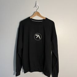 Black AFX Aphex Twin Warp Embroidery Crewneck Sweatshirt 