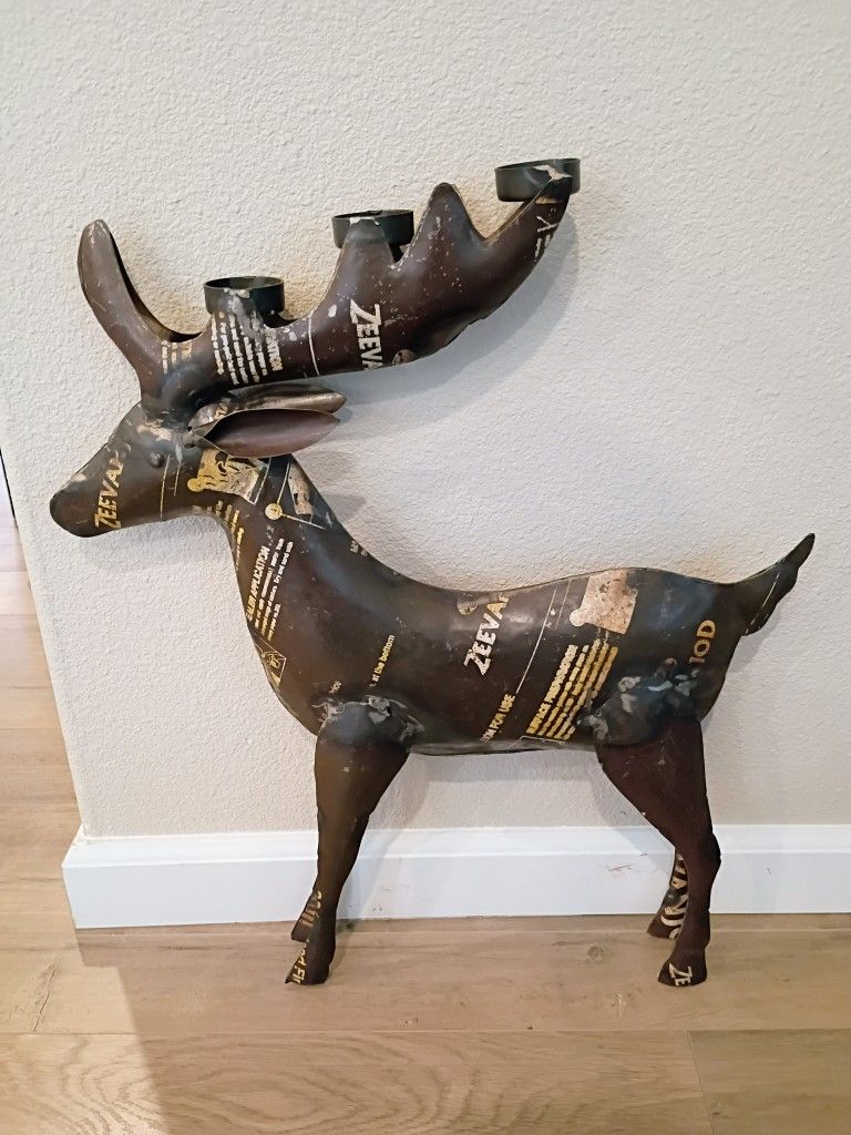 Metal Deer Reindeer Candle Holder Candelabra - 3 Candle Holder 23in tall x 19inch