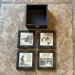 Vintage ROYAL LINKS Golf Club Coaster Set with Wooden Holder