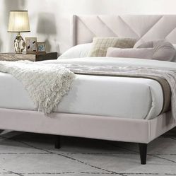 Queen Pink Velvet Bed With Ortho Mattress Included!!