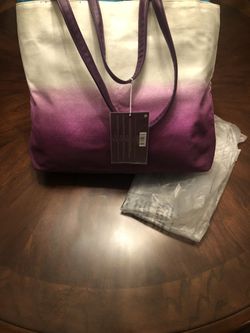 Lg purple and white tote CalvinKlien