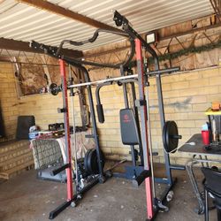 Squat Rack W/ Smith Machine And Cables. 