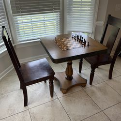 Vintage Chess/Backgammon Board + 2 Chairs 
