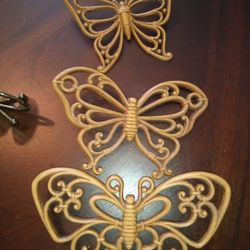 Vintage Wooden Butterflies Set Of 3