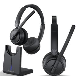 TREBLAB C7-Pro Wireless Bluetooth Headset w/ Mic Charging Dock 45H USB-C NEW