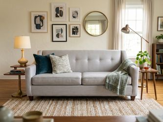 Mid-Century Modern Light Gray Sofa
