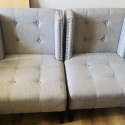 Two Gray Accent Chairs 