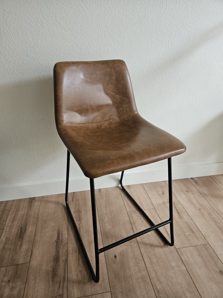 Kitchen Stool Faux Leather Brown