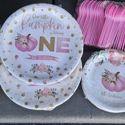 Our Little Pumpkin Is Turning One Girls First Birthday Set Pink New