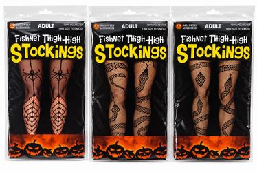Halloween Fishnet Thigh-High Stockings 3-Pack