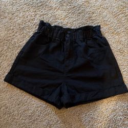 Black denim shorts