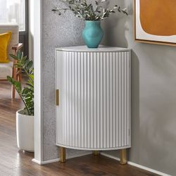 White corner accent shelf with storage (New)