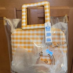 Clear/Yellow Gingham Tote Bag Set *NEW*